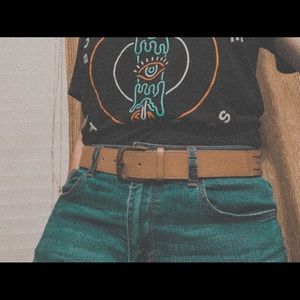 Brown Braided Belt with Brass Studs